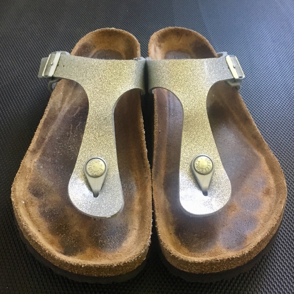 Birkenstock silver glitter sandals